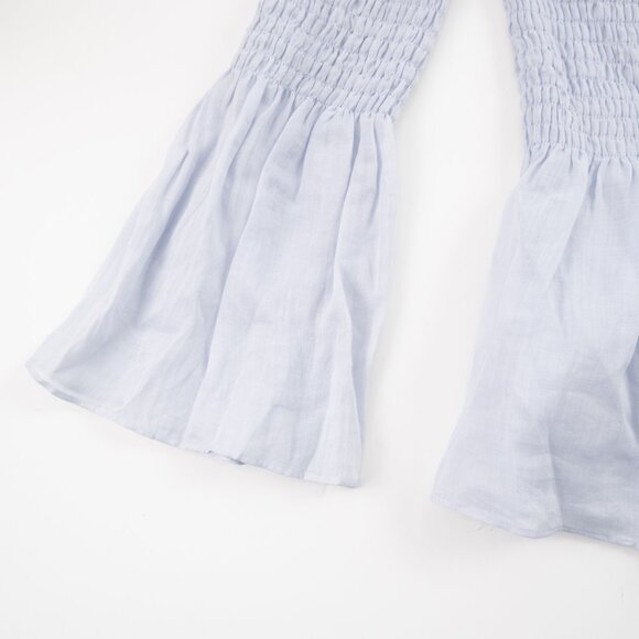 ZARA Woman baby blue off the shoulder flare scrunch top size XS - Picture 5 of 10